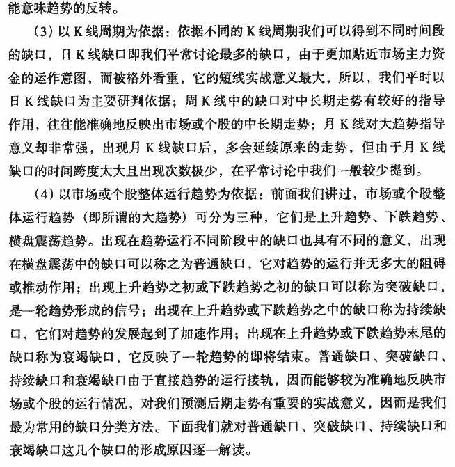 缺口的种类及市场含义